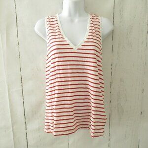 Madewell Top S Small Orange Stripe V Neck Sleeveless